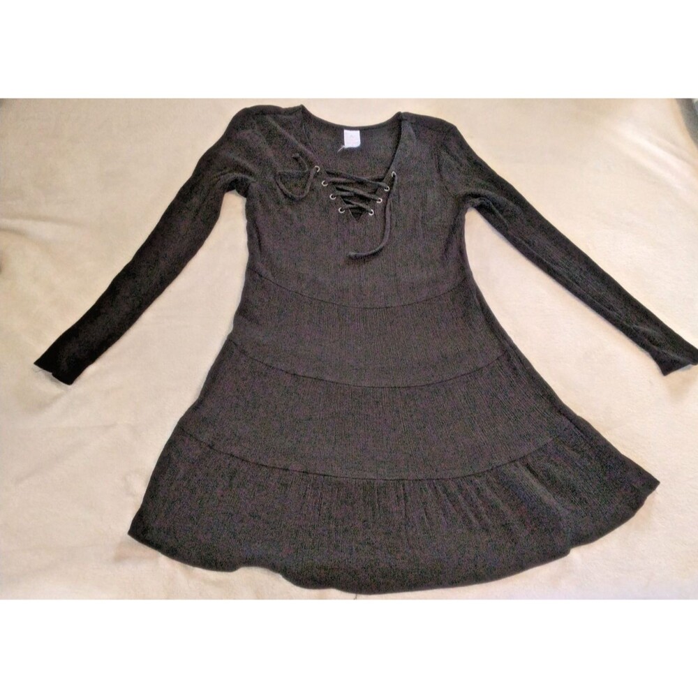 Black Rayon No Bounderies Light Summer Womens Flare Dress Size Medium With